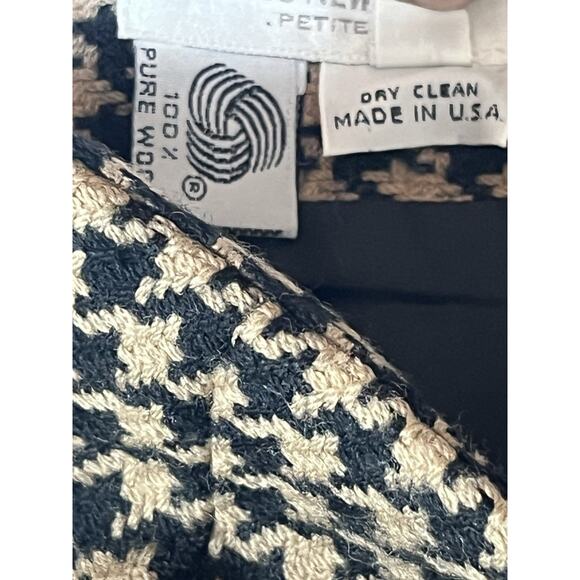 VTG Jones New York Petite Wool Pencil Skirt Houndstooth 6P Tan Black Career Work - Picture 7 of 8